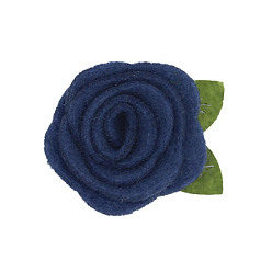 Marine Blue Wool Felt Cabochons, Rose, Marine Blue, 50x40mm