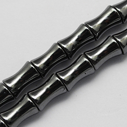 Black Magnetic Synthetic Hematite Beads Strands, Grade A, Bamboo, Black, 16x8x8mm, Hole: 1mm
