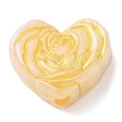 Moccasin Metal Enlaced Heart Rose Opaque Acrylic Bead, DIY Jewelry Bead, Moccasin, 19.5x23x9.5mm, Hole: 3.5mm