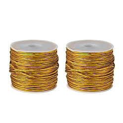 Gold 2 Rolls PVC Tubular Synthetic Rubber Cord, with Spools, Gold, 1mm, 25m/Roll