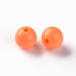Corail Perles acryliques opaques, ronde, corail, 10x9mm, Trou: 2mm, environ940 pcs / 500 g