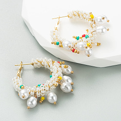 white Bohemian Ethnic Geometric Beaded Earrings - Trendy Ear Accessories for Women.