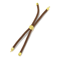 Camel Nylon Cords Bracelet Makings Fit for Connector Charms, with Golden Brass Tree Slider Beads, Long-Lasting Plated, Camel, 8-5/8 inch(22cm), Hole: 1.9mm