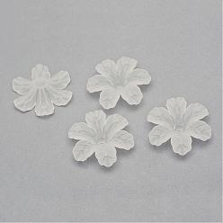 Creamy White Transparent Acrylic Beads, Frosted, Flower, Creamy White, 32.5x29.5x8.5mm, Hole: 1.5mm, about 292pcs/500g