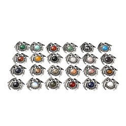 Mixed Stone Natural & Synthetic Mixed Gemstone Pendants, Dragon Charms, with Rack Plating Antique Silver Tone Alloy Findings, Cadmium Free & Lead Free, Mixed Dyed and Undyed, 40x48x12mm, Hole: 9x6mm