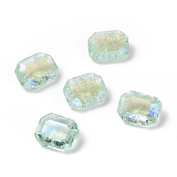 Свет Азора Стеклянные кабошоны со стразами в стиле лунного света, плоская задняя и задняя, прямоугольные, свет Azore, 10x8x4.7 мм