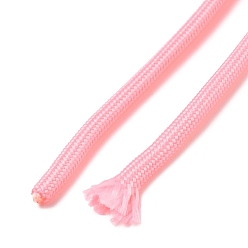 Pink Polycotton Braided Cord with Inner Core, Round, for Shoe Lace Cord, Keychain Lanyard, Rope Bracelets Making, Pink, 5mm, about 90~100 yards/bundle