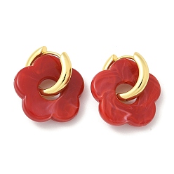 Коричневый Серьги-кольца из латуни и смолы для женщин, долговечный, стойки покрытие, без свинца и без кадмия, реальный 18 k позолоченный, коричневые, 32.5x26.5 мм