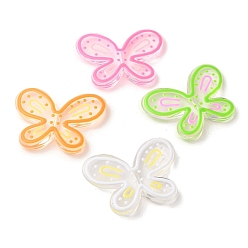 Mixed Color Transparent Acrylic Beads, Enamel Butterfly, Mixed Color, 33.5x44.5x6.8mm, Hole: 2.8mm