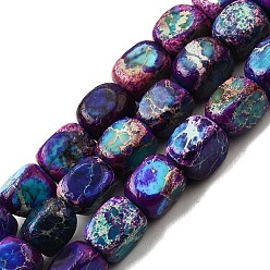 Индиго Натуральные имперские нитки из бисера яшмы, окрашенные, кубоид, индиговые, 7~9x5.5~6.5 мм, отверстие : 1 мм, около 47 шт / нитка, 15.7 дюйм (40 см)