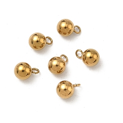 Настоящее золото 18K 304 подвески из нержавеющей стали, круглый шарм, ионное покрытие (ip), долговечный, стойки покрытие, реальный 18 k позолоченный, 9x6 мм, отверстие : 1.4 мм