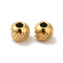 Real 18K Gold Plated 304 Stainless Steel Bead, Round, Real 18K Gold Plated, 4mm, Hole: 1.5mm