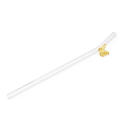 Золотистый Стеклянные трубочки для питья ручной работы, соломинки-бабочки, золотые, 198x16.5x12.5 мм