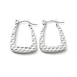Stainless Steel Color 304 Stainless Steel Trapezoid Hoop Earrings for Women, Stainless Steel Color, 23x17x3mm, Pin: 0.8mm