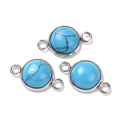 Синтетическая Бирюза Подвески из синтетической бирюзы, полукруглые звенья, с цветным тоном нержавеющей стали 304 фурнитура из нержавеющей стали, 12x19.5x5 мм, отверстие : 2 мм