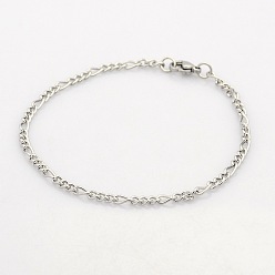 Stainless Steel Color Casual Style 304 Stainless Steel Twist Mother-Son Chain Bracelets for Further Design, with Lobster Claw Clasps, Stainless Steel Color, 190x3x1.5mm
