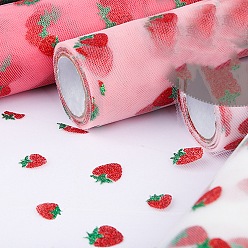 Pink 9м рулоны тюлевой ткани из полиэстера, Катушка с клубничной лентой в стиле деко для свадьбы и украшения, розовые, 5-7/8 дюйм (150 мм), около 9.84 ярдов (9 м) / рулон