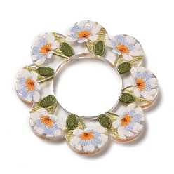 White Acrylic Pendants, Flower, White, 38x38x2.5mm, Hole: 17.8mm