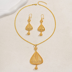 Золотой Комплекты из латунных полых треугольных серег и ожерелий для женщин, золотые
