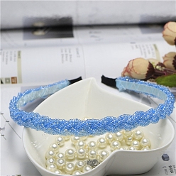 Bleu Ciel Clair Élastiques à cheveux en perles de plastique, beau bandeau, accessoires de cheveux à la mode, lumière bleu ciel, 140x125mm
