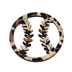 Pérou Pendentifs en similicuir motif imprimé léopard, baseball, Pérou, 49x2mm, Trou: 2mm