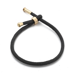 Темно-серый Браслеты хлопок шнур, с латунной найти, долговечный, реальный 24 k позолоченный, темно-серый, 8-1/2 дюйм (21.5 см) ~ 9 дюйм (23 см)