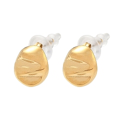 Chapado en Oro Real 18K 304 de acero inoxidable aretes, oval, real 18 k chapado en oro, 14.5x10.5 mm