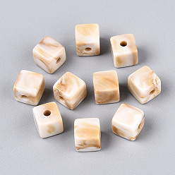 Cube Бусины из cмолы, бусы имитация ракушек, кубические, 8x8 мм