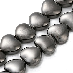 (405) Непрозрачный AB вишня Стеклянные бусины с гальваническим покрытием , сердце, с черным покрытием, 9.5x10.5x5 мм, отверстие : 0.9 мм, около 44 шт / нитка, 15.75'' (40 см)