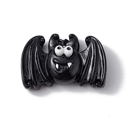 Bat Halloween Theme Opaque Resin Cabochons, Black, Bat Pattern, 18x27x7.5mm