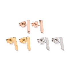 Mixed Color Cuboid 304 Stainless Steel Stud Crawler Earrings, Hypoallergenic Earrings, Climber Earrings, Mixed Color, 10x2x1.8mm, Pin: 0.8mm