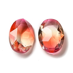 Padparadscha Faceted K9 Glass Rhinestone Cabochons, Pointed Back, Oval, Padparadscha, 18x13x6mm