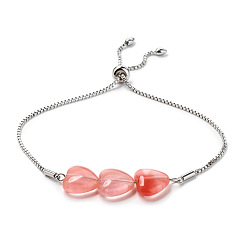 Red Colorful Heart-shaped Natural Stone Beaded Anklet/Bracelet Jewelry