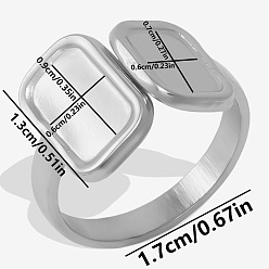 Нержавеющая Сталь Цвет 304 открытые манжеты из нержавеющей стали для женщин, прямоугольные, цвет нержавеющей стали, 13 мм, внутренний диаметр: 17 мм