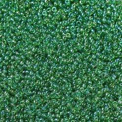 (RR179L) Transparent Light Green AB MIYUKI Round Rocailles Beads, Japanese Seed Beads, 11/0, (RR179L) Transparent Light Green AB, 2x1.3mm, Hole: 0.8mm, about 50000pcs/pound
