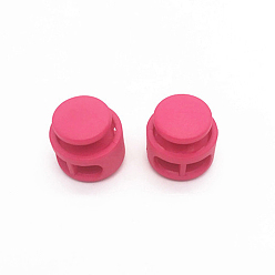 Deep Pink Nylon Cord Locks Clip Ends, Double Hole Drawstring Stopper Fastener Buttons, Deep Pink, 1.7cm, Hole: 6mm