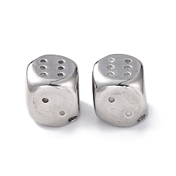 Stainless Steel Color Ion Plating(IP) 304 Stainless Steel Beads, Dice, Stainless Steel Color, 10x10x10mm, Hole: 2mm