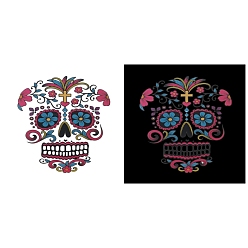 Светло-Вишневый Тема Хэллоуина, съемные временные водонепроницаемые татуировки, бумажные наклейки, Сахарный череп, светло-вишневый, 17x16 см