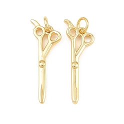 Real 18K Gold Plated Brass Pendants, Scissor Charms, Rack Plating, Long-Lasting Plated, Lead Free & Cadmium Free, Real 18K Gold Plated, 26x9x2.5mm, Hole: 3mm