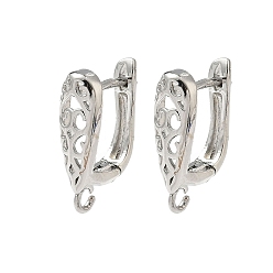 Платина Серьги-кольца из латуни, без кадмия и без свинца, долговечный, стойки покрытие, платина, 18x6 мм, отверстие : 1.6 мм, штифты : 1 мм