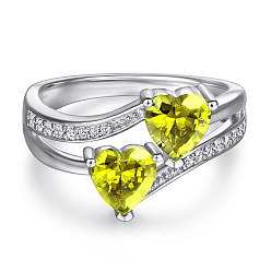 Yellow zircon ring 925 Sterling Silver Heart Jewelry Set with Multiple Gemstone Options
