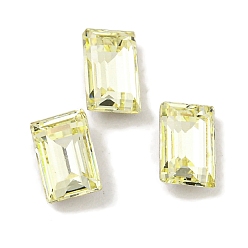 Нарцисс Стеклянные стразы кабошоны, плоская задняя и задняя, граненые, прямоугольные, бледно-желтый цвет, 6x4x2.5 мм