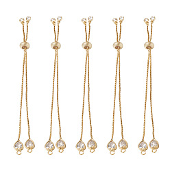 Real 18K Gold Plated Rack Plating Adjustable Brass Slider Bracelets, with Crystal Rhinestone, for Bracelets Making, 
Long-Lasting Plated, Heart, Real 18K Gold Plated, 4-3/4 inch(12cm)