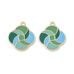 Зеленый Стойки обшивки сплава эмали подвески, без кадмия, без никеля и без свинца, цветочный шарм, зелёные, 28.5x25x2 мм, отверстие : 1.8 мм