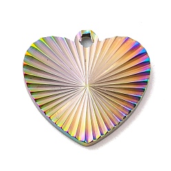 Rainbow Color Ion Plating(IP) 304 Stainless Steel Pendants, Heart Charm, Rainbow Color, 17x18x2mm, Hole: 1.6mm