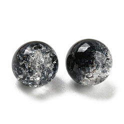 Black Transparent Spray Painting Crackle Glass Beads, Round, Black, 10mm, Hole: 1.6mm, 200pcs/bag