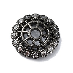 Черный Цвет Металла Покрытие стойки латунь микро паве прозрачный колпачок из кубического циркония, долговечный, цветок, металлический черный , 13x3 мм, отверстие : 2.4 мм