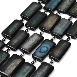 Dark Slate Gray Natural Dragon Veins Agate Beads Strands, Dyed & Heated, Rectangle, Dark Slate Gray, 38~40x19.5~20.5x6~7mm, Hole: 3mm, about 8pcs/strand, 15.55~15.75''(39.5~40cm)