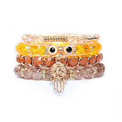 caramel Jewelry Devil's Eye Palm Bracelet Imitation Agate Alloy Multicolor Bohemian Glass Bracelet