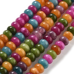 Colorful Natural White Jade Beads Strands, Dyed, Rondelle, Colorful, 8x5mm, Hole: 1mm, about 74pcs/strand, 15.15 inch(38.5cm)